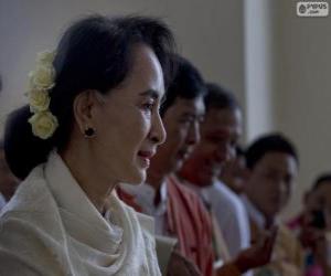 пазл Аун Сан Су Чжи политические и активист бирманский